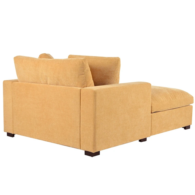 Chaise longue de 53,5 po avec pieds en bois massif et coussins confortables