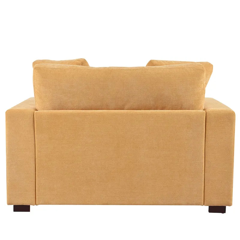 Chaise longue de 53,5 po avec pieds en bois massif et coussins confortables