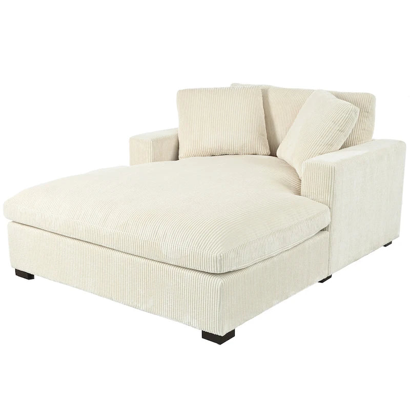 Chaise longue de 53,5 po avec pieds en bois massif et coussins confortables