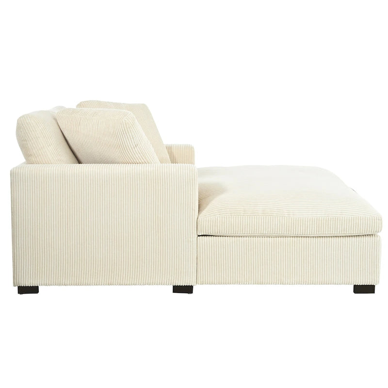 Chaise longue de 53,5 po avec pieds en bois massif et coussins confortables