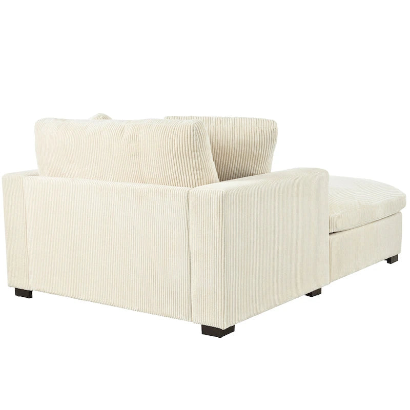 Chaise longue de 53,5 po avec pieds en bois massif et coussins confortables