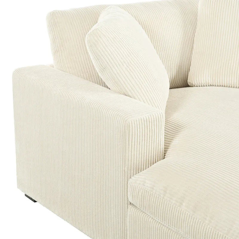 Chaise longue de 53,5 po avec pieds en bois massif et coussins confortables
