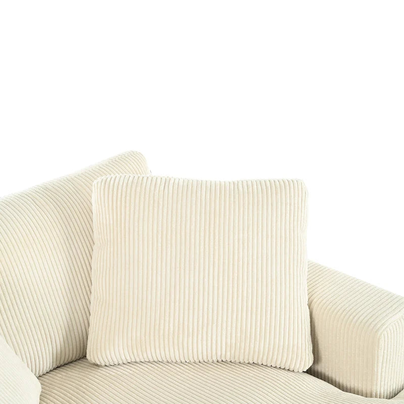 Chaise longue de 53,5 po avec pieds en bois massif et coussins confortables