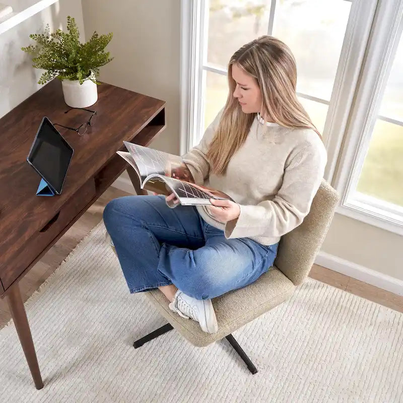 Chaise d'ordinateur sans accoudoirs et sans roulettes