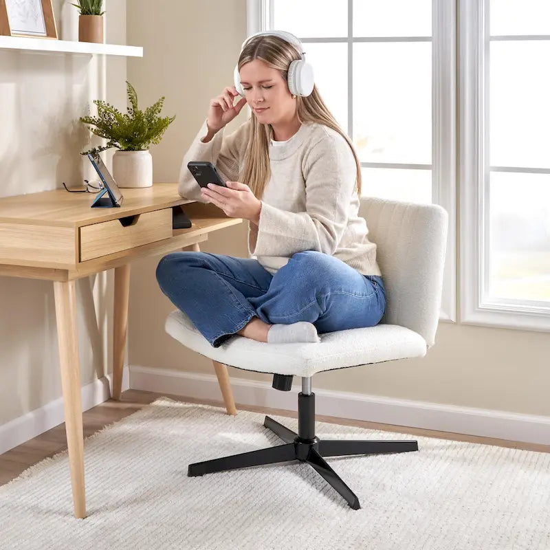 Chaise d'ordinateur sans accoudoirs et sans roulettes