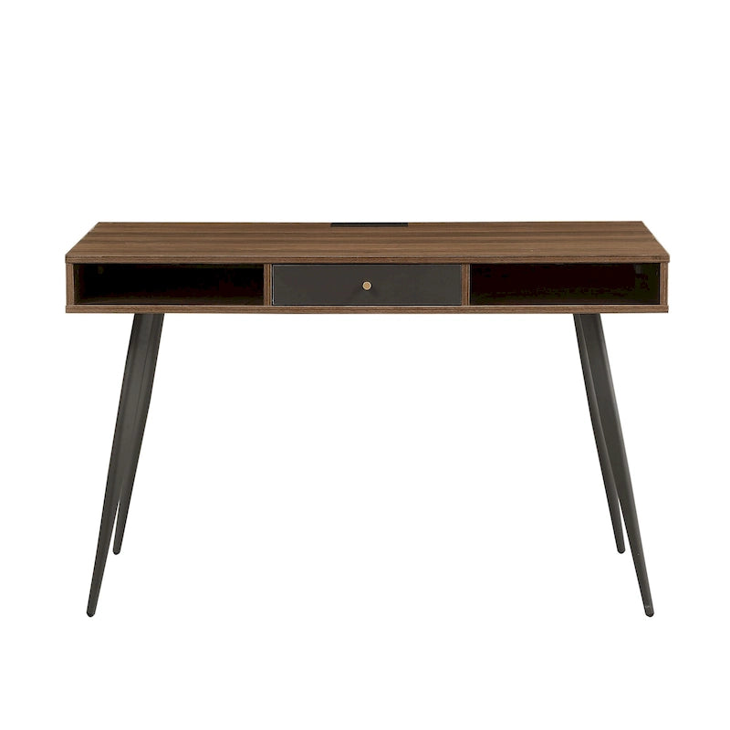 Bureau du milieu du siècle avec ports USB et prise de courant, bureau d'étude moderne avec tiroirs, bureau d'ordinateur pour la maison