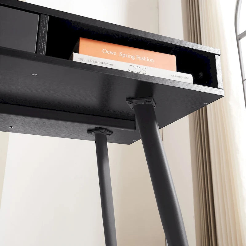Bureau du milieu du siècle avec ports USB et prise de courant, bureau d'étude moderne avec tiroirs, bureau d'ordinateur pour la maison
