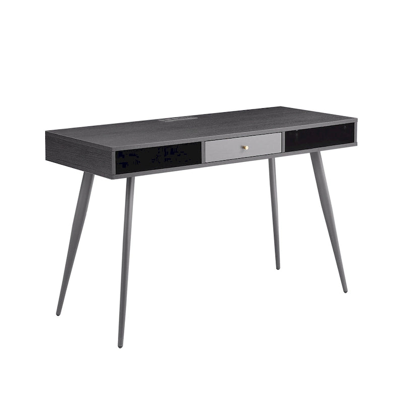 Bureau du milieu du siècle avec ports USB et prise de courant, bureau d'étude moderne avec tiroirs, bureau d'ordinateur pour la maison