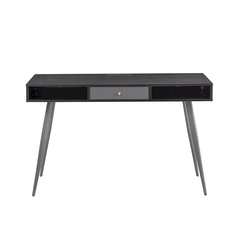 Bureau du milieu du siècle avec ports USB et prise de courant, bureau d'étude moderne avec tiroirs, bureau d'ordinateur pour la maison