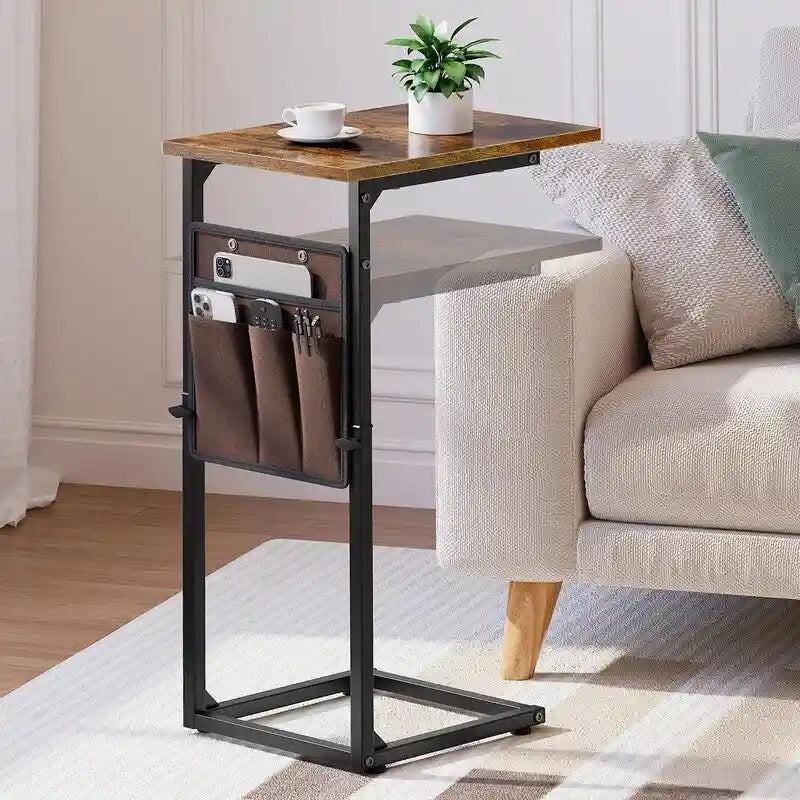 Table d'appoint en forme de C avec structure métallique robuste – Table d'appoint gain de place pour canapé, salon, chambre et bureau, 40,6 cm (P) x 30,5 cm (L) x 83,8 cm (H)