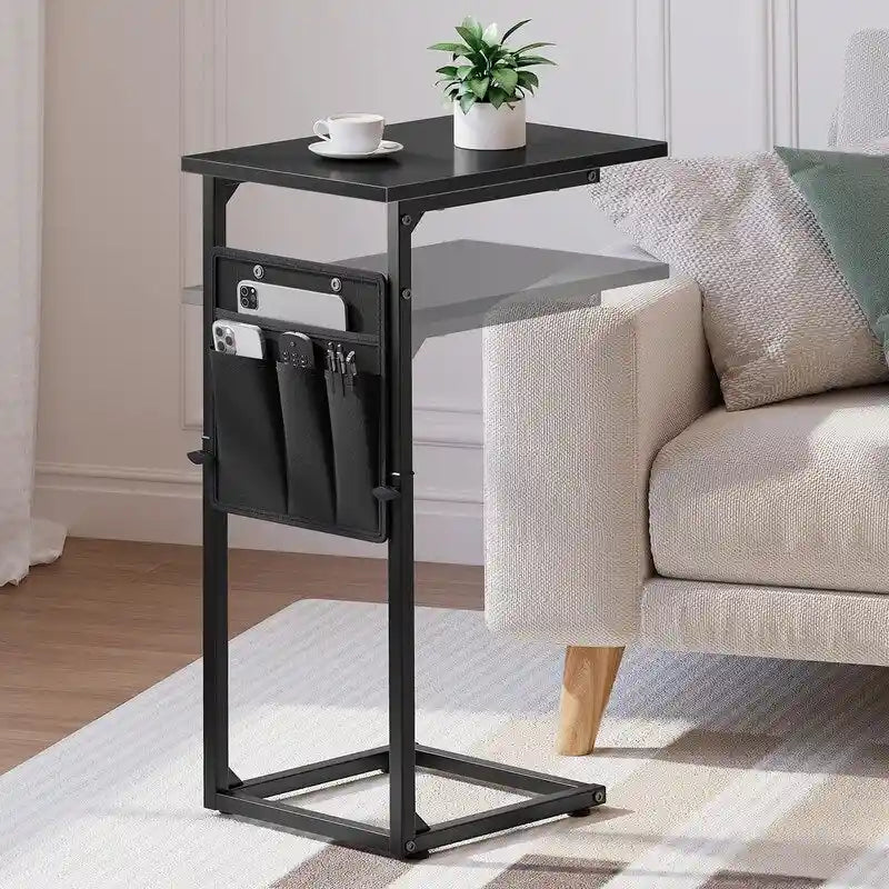 Table d'appoint en forme de C avec structure métallique robuste – Table d'appoint gain de place pour canapé, salon, chambre et bureau, 40,6 cm (P) x 30,5 cm (L) x 83,8 cm (H)