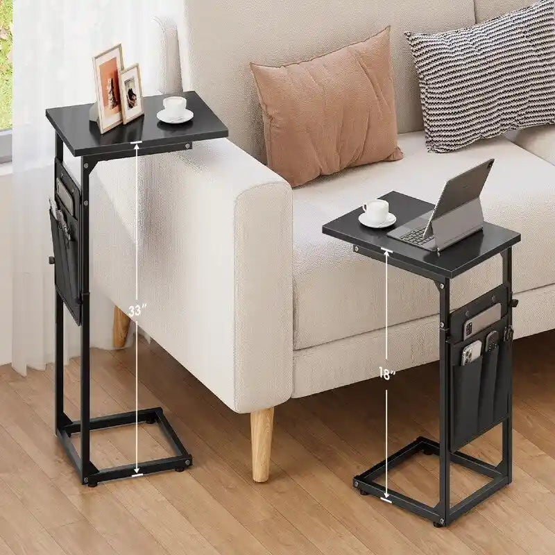 Table d'appoint en forme de C avec structure métallique robuste – Table d'appoint gain de place pour canapé, salon, chambre et bureau, 40,6 cm (P) x 30,5 cm (L) x 83,8 cm (H)