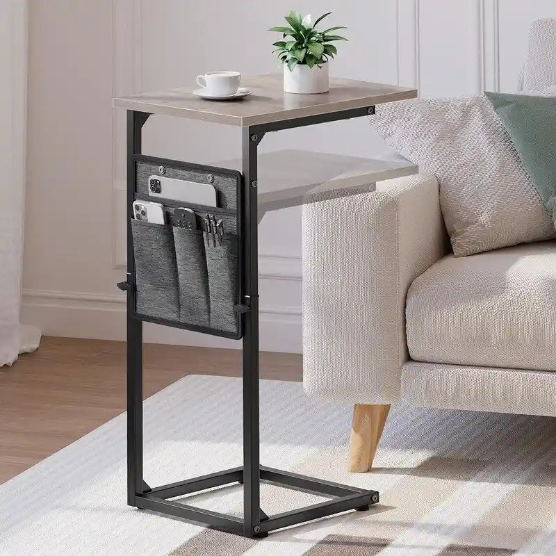 Table d'appoint en forme de C avec structure métallique robuste – Table d'appoint gain de place pour canapé, salon, chambre et bureau, 40,6 cm (P) x 30,5 cm (L) x 83,8 cm (H)