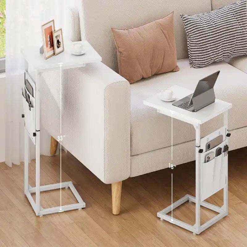 Table d'appoint en forme de C avec structure métallique robuste – Table d'appoint gain de place pour canapé, salon, chambre et bureau, 40,6 cm (P) x 30,5 cm (L) x 83,8 cm (H)