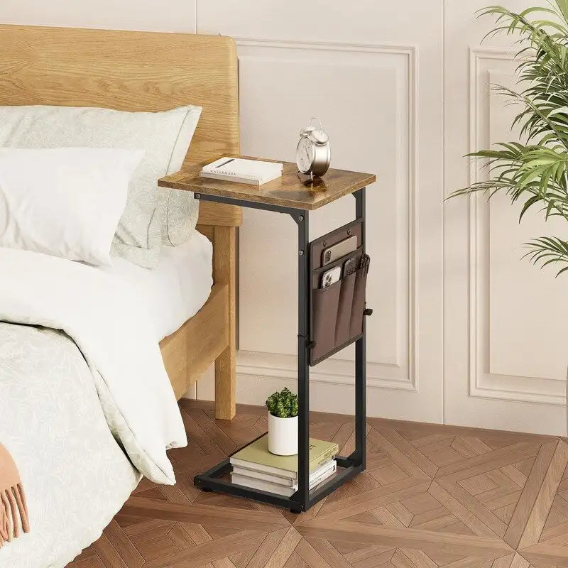 Table d'appoint en forme de C avec structure métallique robuste – Table d'appoint gain de place pour canapé, salon, chambre et bureau, 40,6 cm (P) x 30,5 cm (L) x 83,8 cm (H)