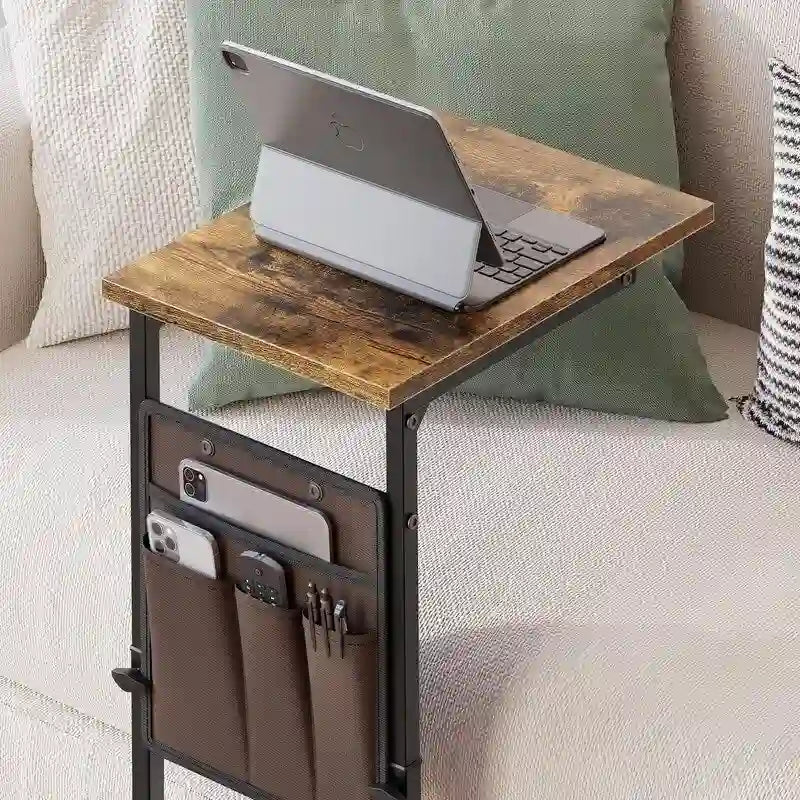 Table d'appoint en forme de C avec structure métallique robuste – Table d'appoint gain de place pour canapé, salon, chambre et bureau, 40,6 cm (P) x 30,5 cm (L) x 83,8 cm (H)