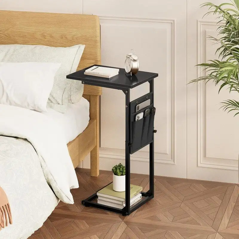 Table d'appoint en forme de C avec structure métallique robuste – Table d'appoint gain de place pour canapé, salon, chambre et bureau, 40,6 cm (P) x 30,5 cm (L) x 83,8 cm (H)