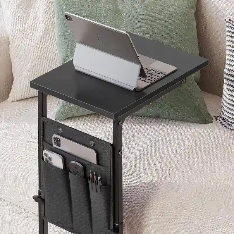 Table d'appoint en forme de C avec structure métallique robuste – Table d'appoint gain de place pour canapé, salon, chambre et bureau, 40,6 cm (P) x 30,5 cm (L) x 83,8 cm (H)