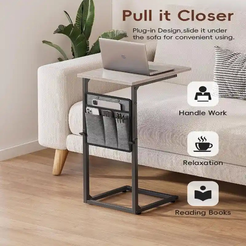 Table d'appoint en forme de C avec structure métallique robuste – Table d'appoint gain de place pour canapé, salon, chambre et bureau, 40,6 cm (P) x 30,5 cm (L) x 83,8 cm (H)
