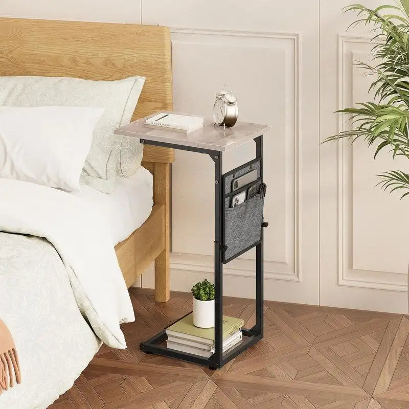 Table d'appoint en forme de C avec structure métallique robuste – Table d'appoint gain de place pour canapé, salon, chambre et bureau, 40,6 cm (P) x 30,5 cm (L) x 83,8 cm (H)