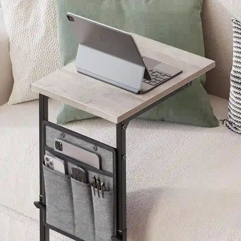 Table d'appoint en forme de C avec structure métallique robuste – Table d'appoint gain de place pour canapé, salon, chambre et bureau, 40,6 cm (P) x 30,5 cm (L) x 83,8 cm (H)