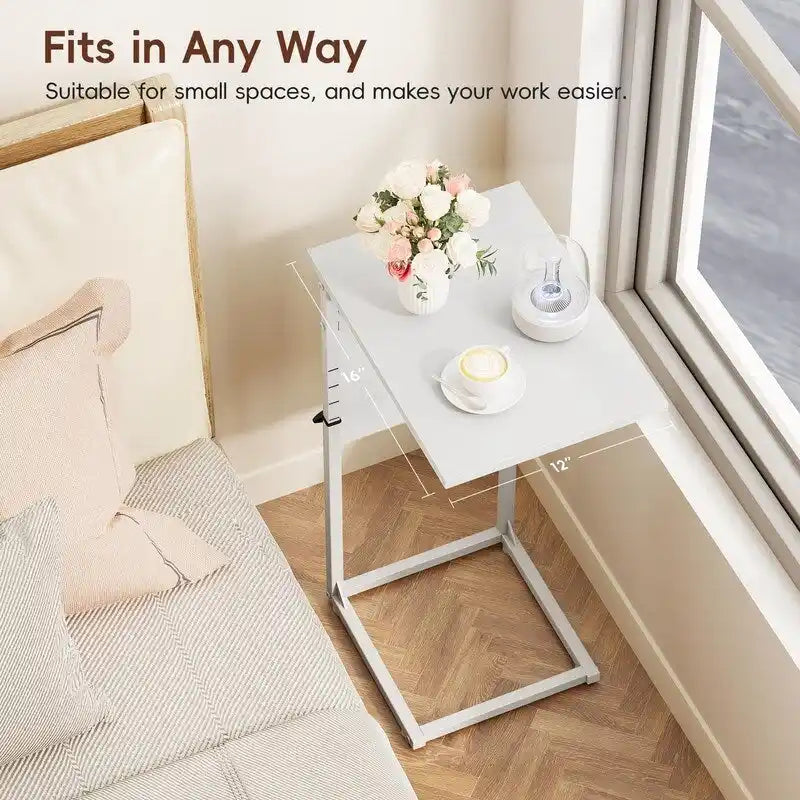 Table d'appoint en forme de C avec structure métallique robuste – Table d'appoint gain de place pour canapé, salon, chambre et bureau, 40,6 cm (P) x 30,5 cm (L) x 83,8 cm (H)