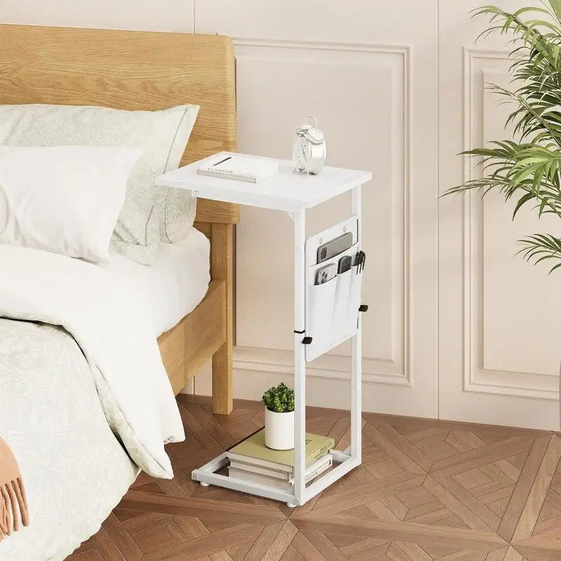Table d'appoint en forme de C avec structure métallique robuste – Table d'appoint gain de place pour canapé, salon, chambre et bureau, 40,6 cm (P) x 30,5 cm (L) x 83,8 cm (H)