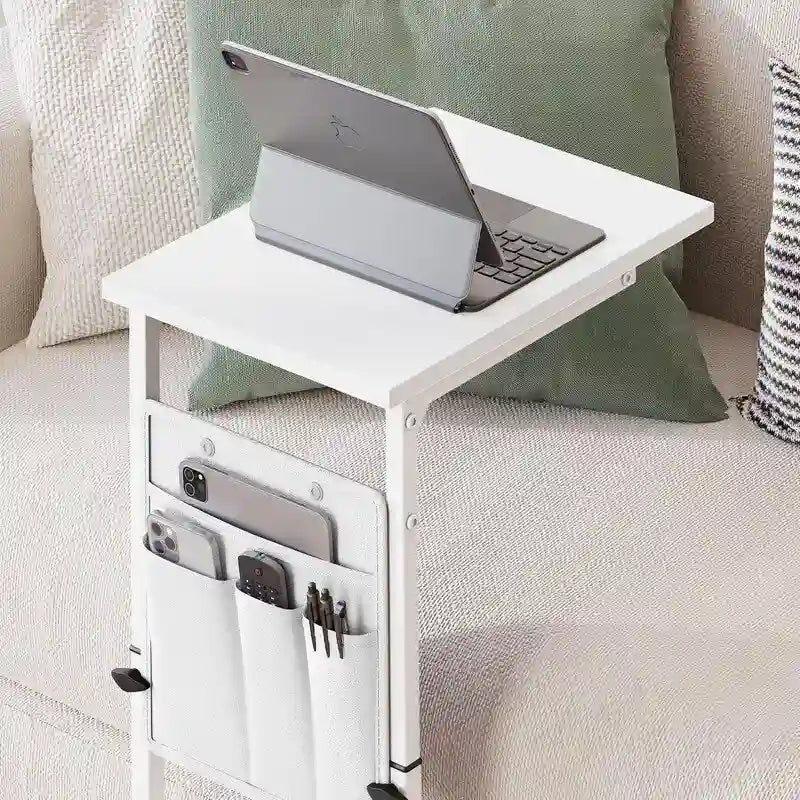 Table d'appoint en forme de C avec structure métallique robuste – Table d'appoint gain de place pour canapé, salon, chambre et bureau, 40,6 cm (P) x 30,5 cm (L) x 83,8 cm (H)