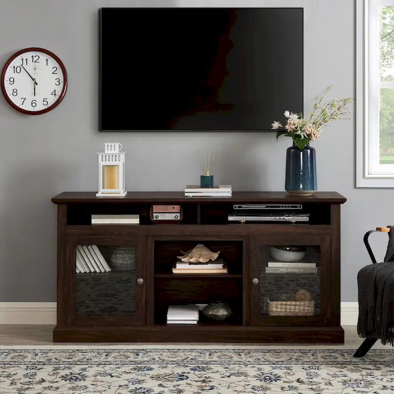 Meuble TV contemporain console de divertissement pour téléviseurs jusqu'à 65 pouces - 15,75 x 60,00 x 29,00