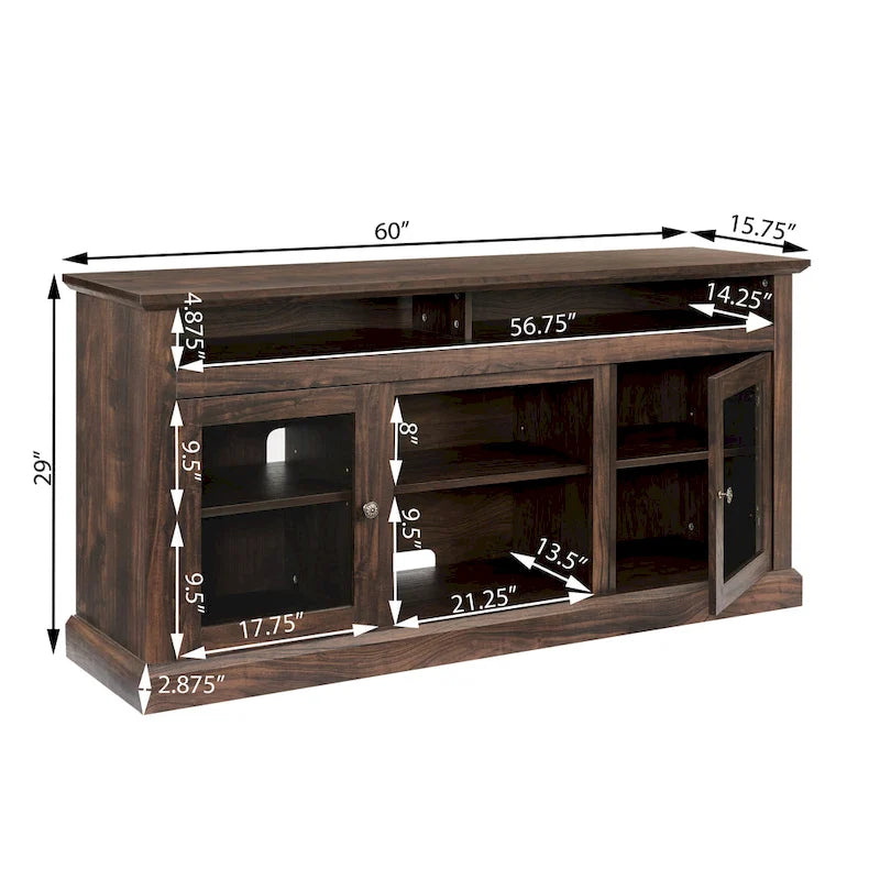 Meuble TV contemporain console de divertissement pour téléviseurs jusqu'à 65 pouces - 15,75 x 60,00 x 29,00