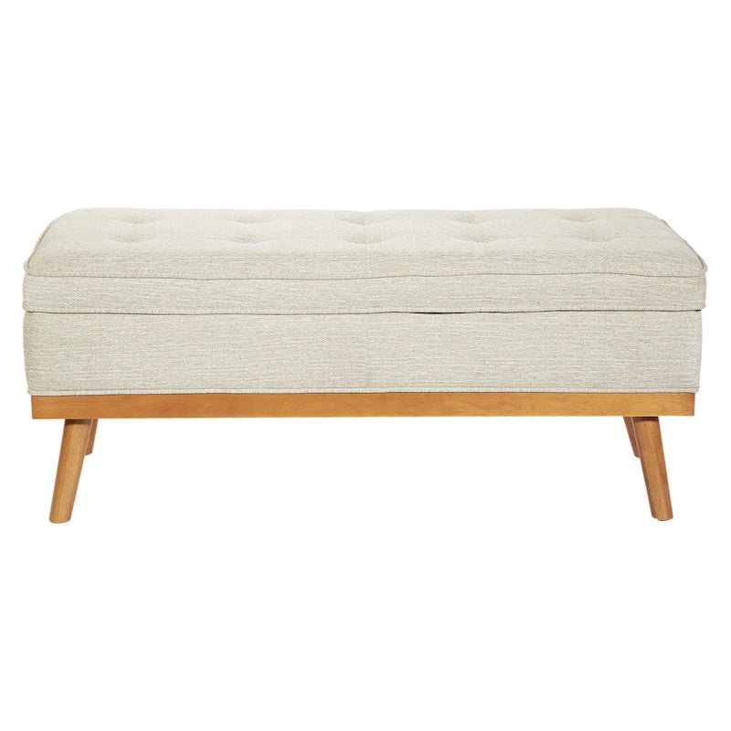 Banc de rangement en lin avec compartiment caché à ouverture par le haut – Siège rembourré de style ottoman pour entrée et chambre à coucher