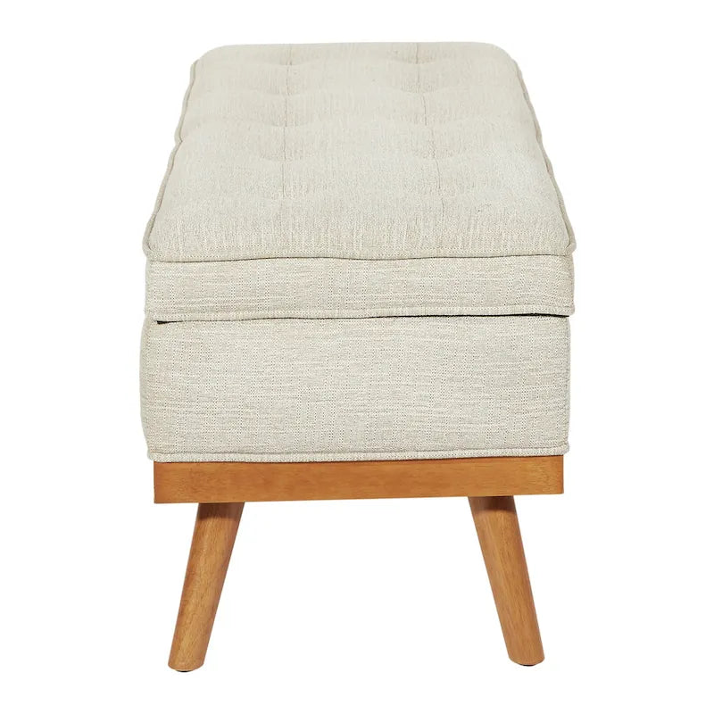 Banc de rangement en lin avec compartiment caché à ouverture par le haut – Siège rembourré de style ottoman pour entrée et chambre à coucher