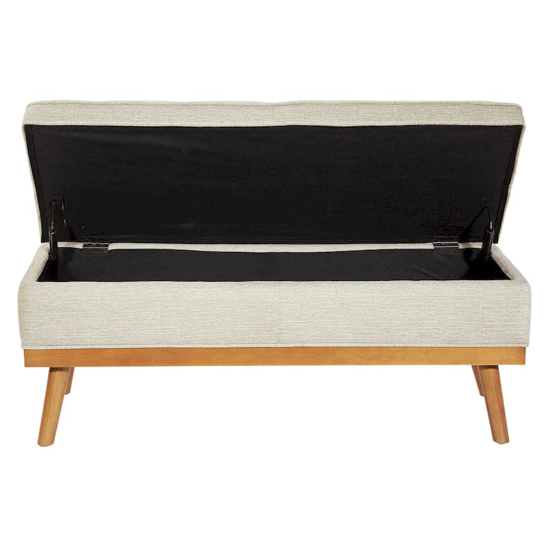 Banc de rangement en lin avec compartiment caché à ouverture par le haut – Siège rembourré de style ottoman pour entrée et chambre à coucher