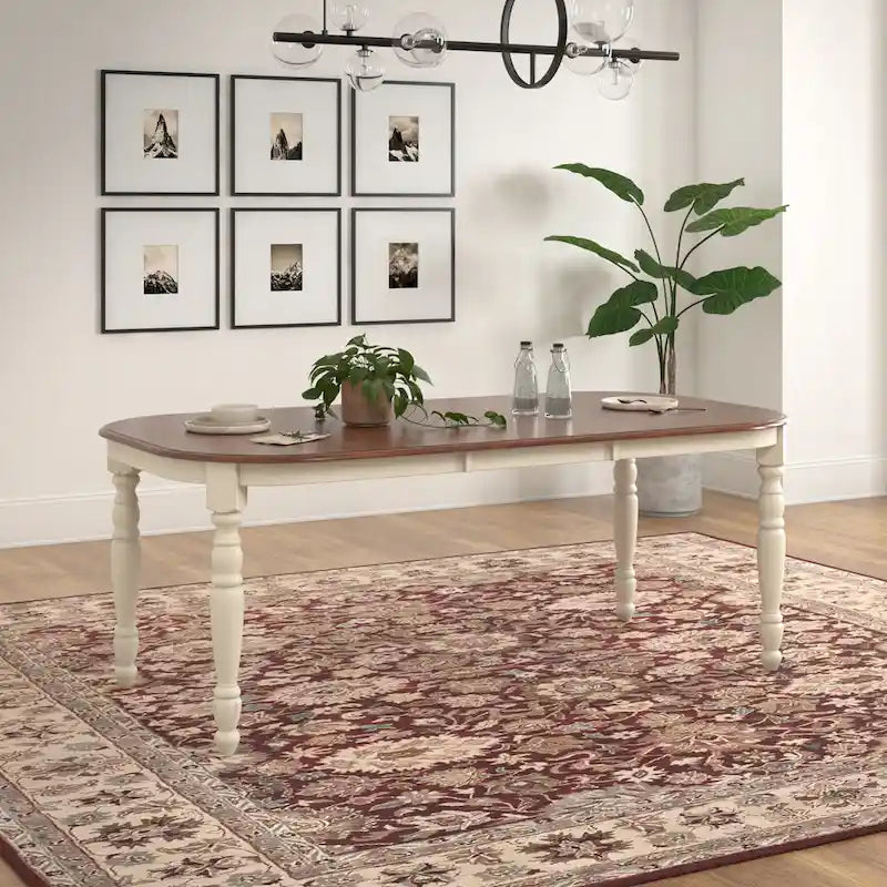 Table de salle à manger bicolore – Table de cuisine moderne en bois avec finition contrastée pour 4 à 6 personnes