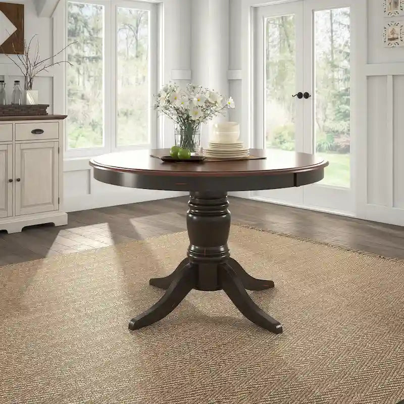 Table de salle à manger bicolore – Table de cuisine moderne en bois avec finition contrastée pour 4 à 6 personnes