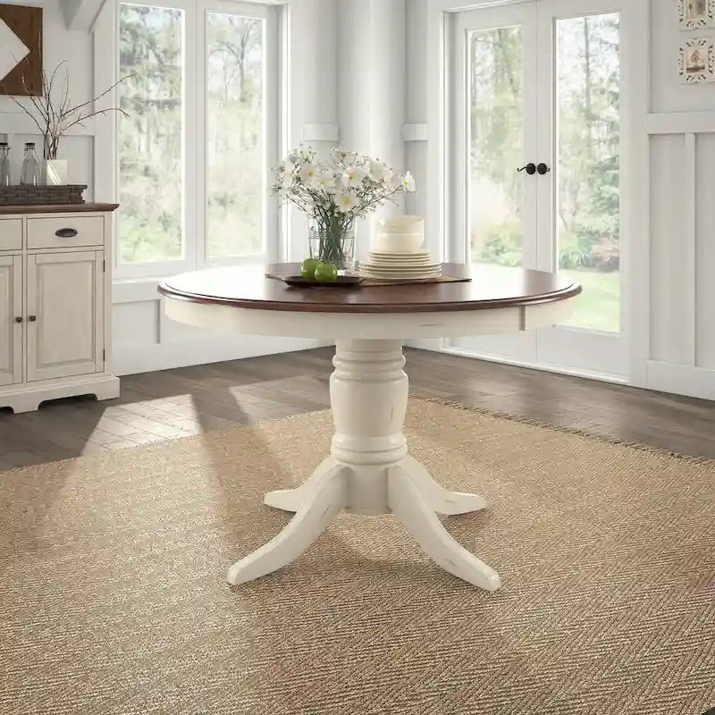 Table de salle à manger bicolore – Table de cuisine moderne en bois avec finition contrastée pour 4 à 6 personnes