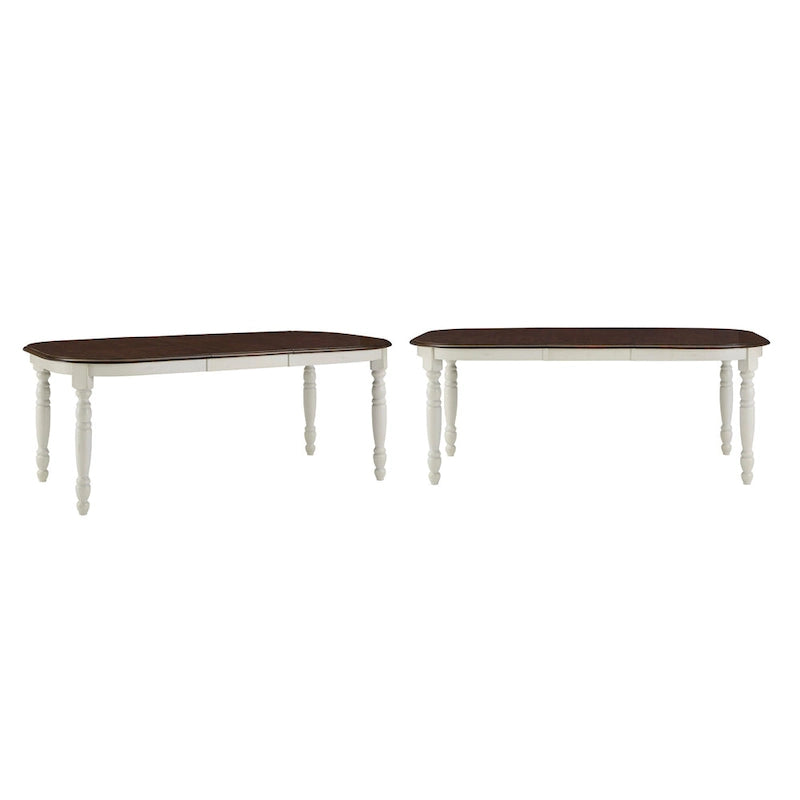 Table de salle à manger bicolore – Table de cuisine moderne en bois avec finition contrastée pour 4 à 6 personnes