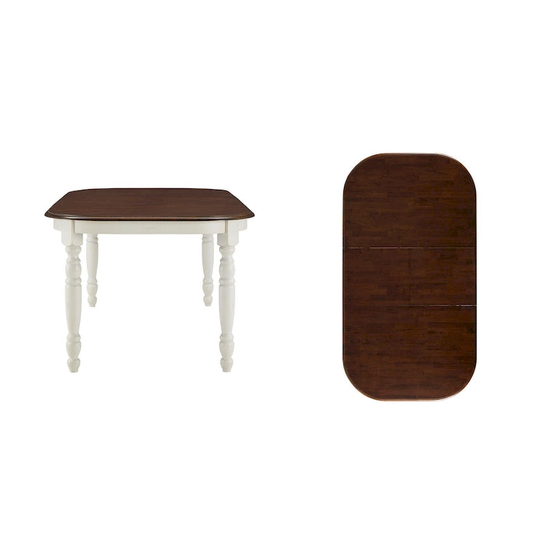 Table de salle à manger bicolore – Table de cuisine moderne en bois avec finition contrastée pour 4 à 6 personnes
