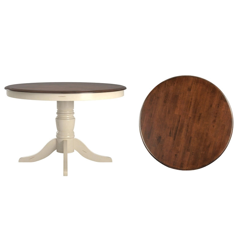 Table de salle à manger bicolore – Table de cuisine moderne en bois avec finition contrastée pour 4 à 6 personnes