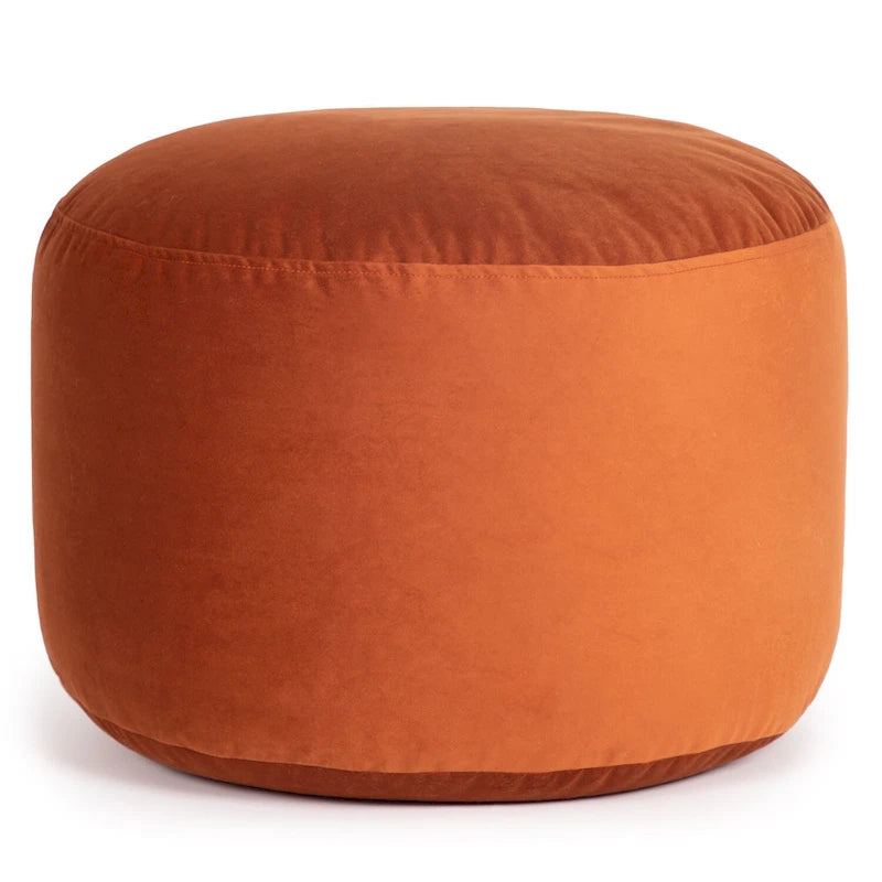 Pouf ottoman d'intérieur rond et velouté avec tissu doux pour salon ou chambre à coucher