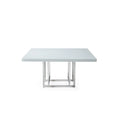 Dessus de table carré en laque blanche avec base en métal