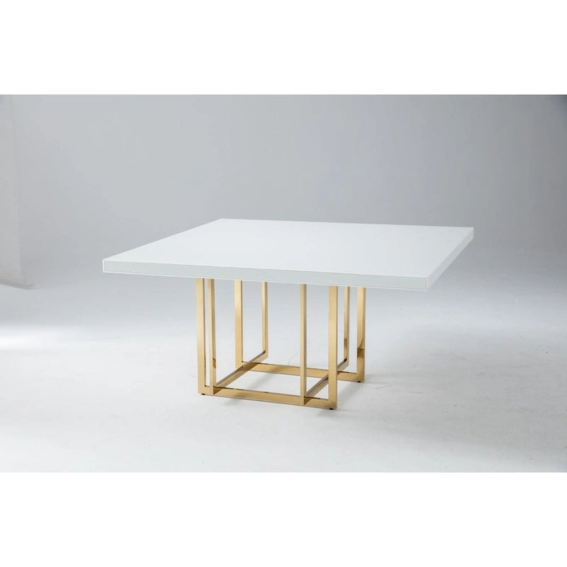 Dessus de table carré en laque blanche avec base en métal