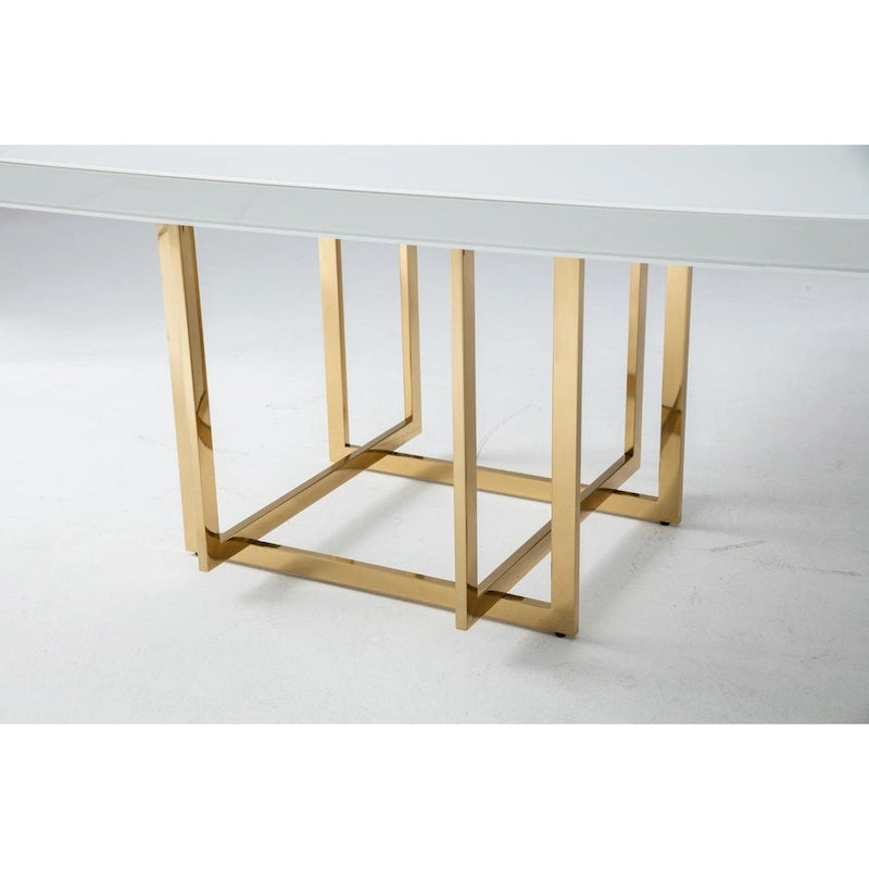 Dessus de table carré en laque blanche avec base en métal