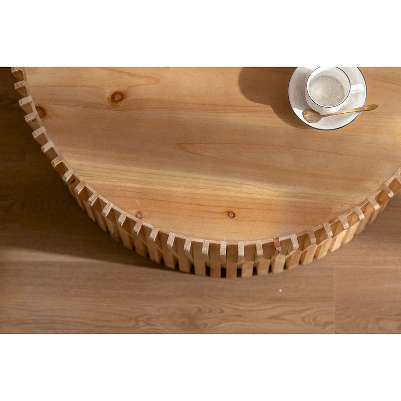 Table basse cylindrique de style rétro avec motif en relief texturé vertical