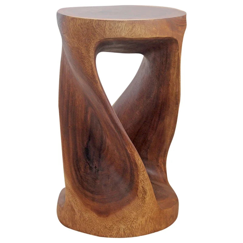 Table d'appoint ronde Haussmann en bois torsadé 35,5cm DIAx58,5cm H Huile de Noyer - 35,5 x 35,5 x 58,5
