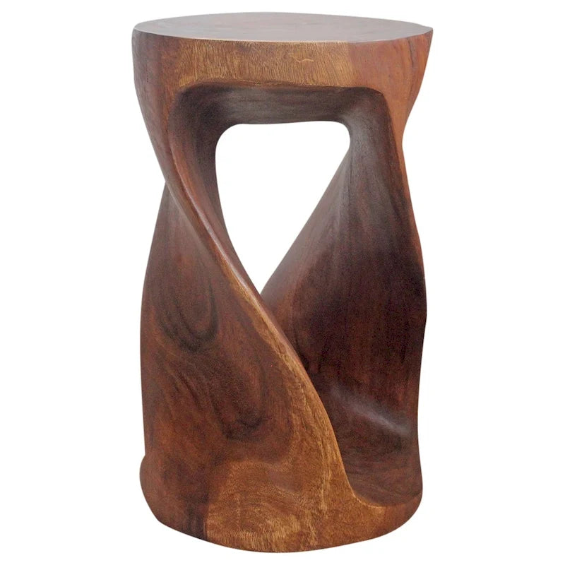 Table d'appoint ronde Haussmann en bois torsadé 35,5cm DIAx58,5cm H Huile de Noyer - 35,5 x 35,5 x 58,5