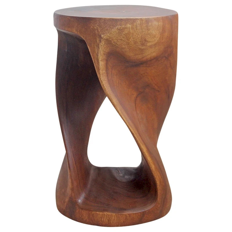 Table d'appoint ronde Haussmann en bois torsadé 35,5cm DIAx58,5cm H Huile de Noyer - 35,5 x 35,5 x 58,5