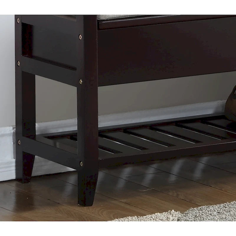 Banc à chaussures de rangement Espresso – Banc d'entrée en bois avec compartiment caché pour chaussures et accessoires