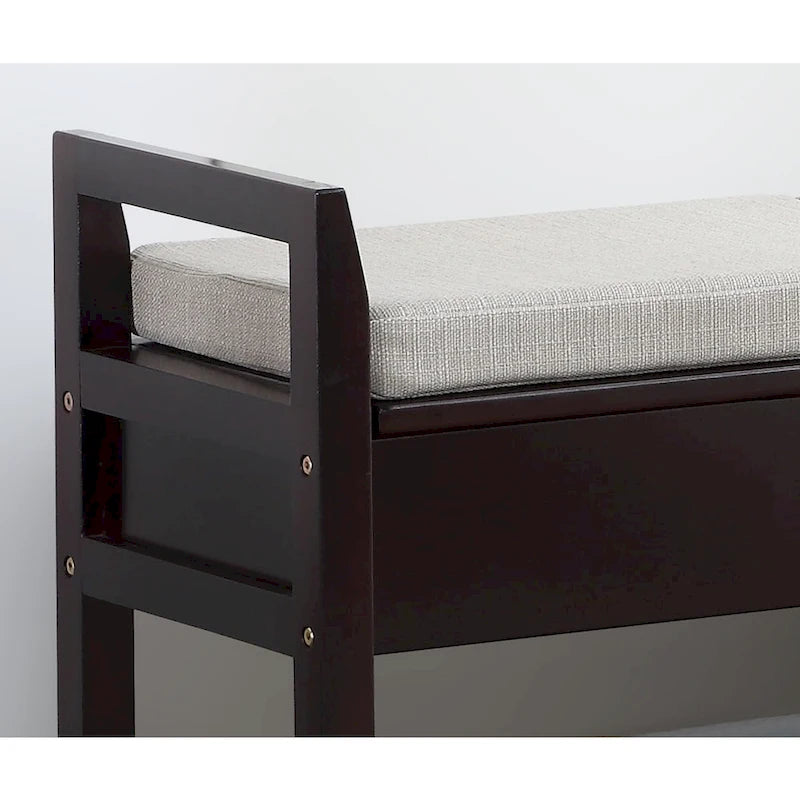 Banc à chaussures de rangement Espresso – Banc d'entrée en bois avec compartiment caché pour chaussures et accessoires