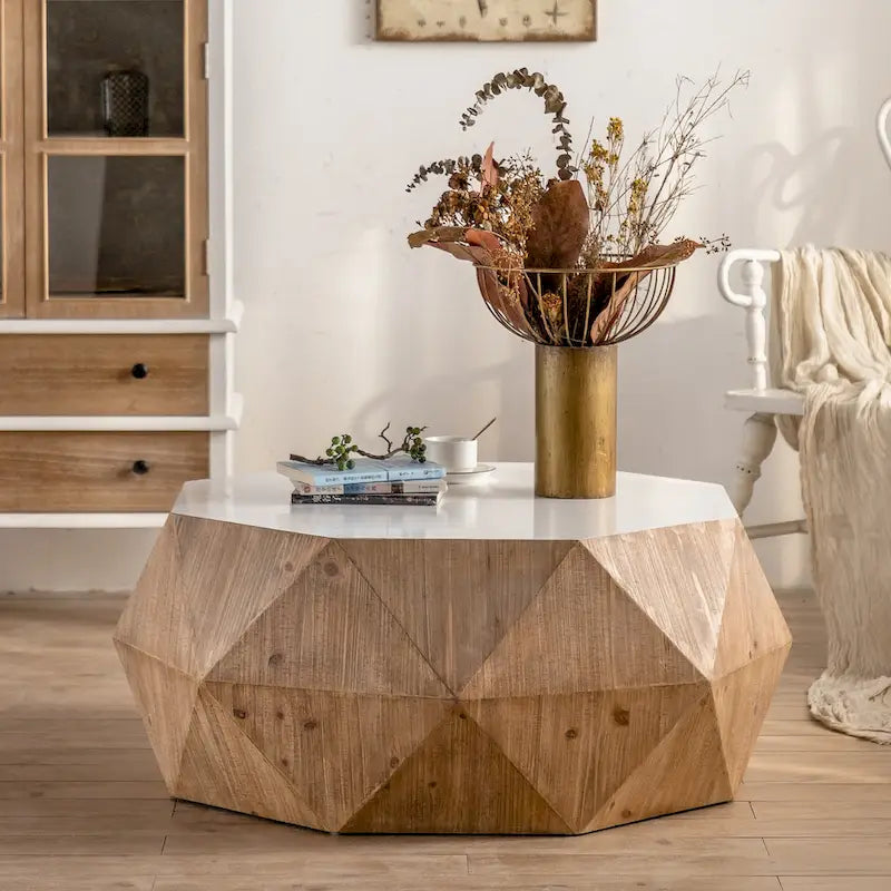 Table basse de style rétro américain avec motif en relief en trois dimensions